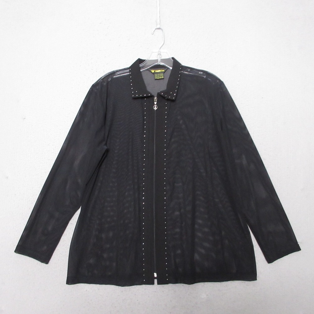 Vintage Valentia Top Black Sheer Fairy Grunge‎ Edgy Sheer Whimsigoth Studded Zip